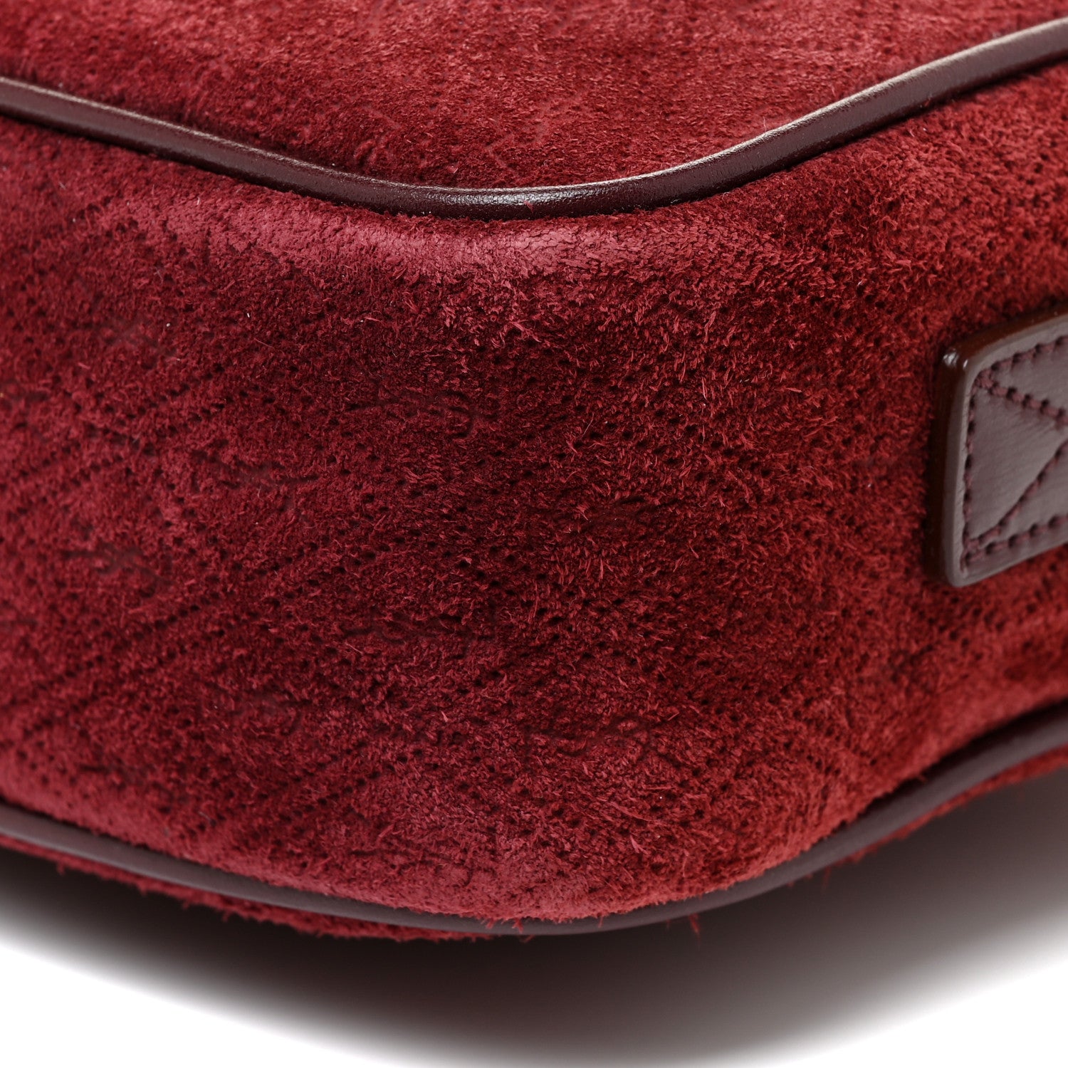 Saint Laurent Suede Monogram All Over Camera Bag Burgundy 9 of 13