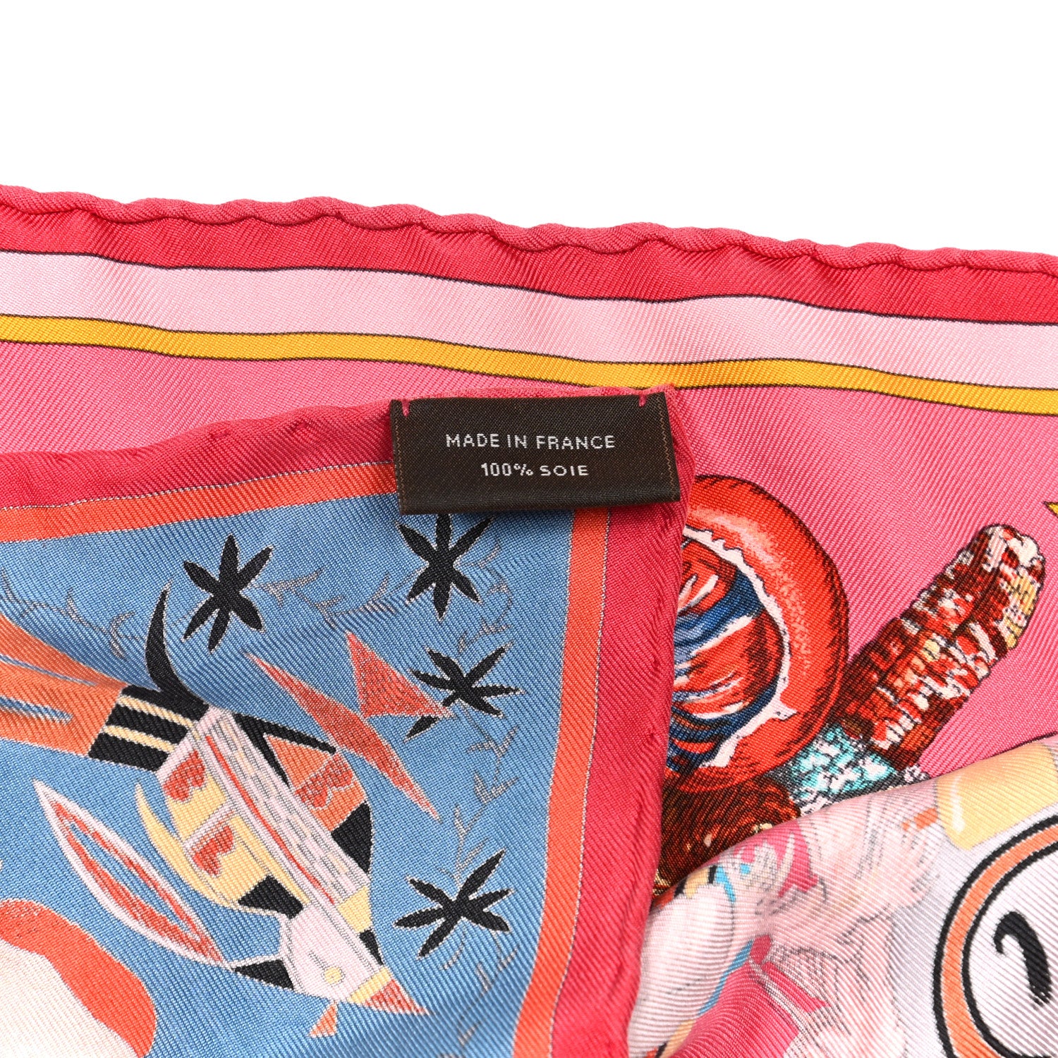 Hermes Silk Kachinas Wash Scarf 90 Rose Bleu Corail 3 of 6