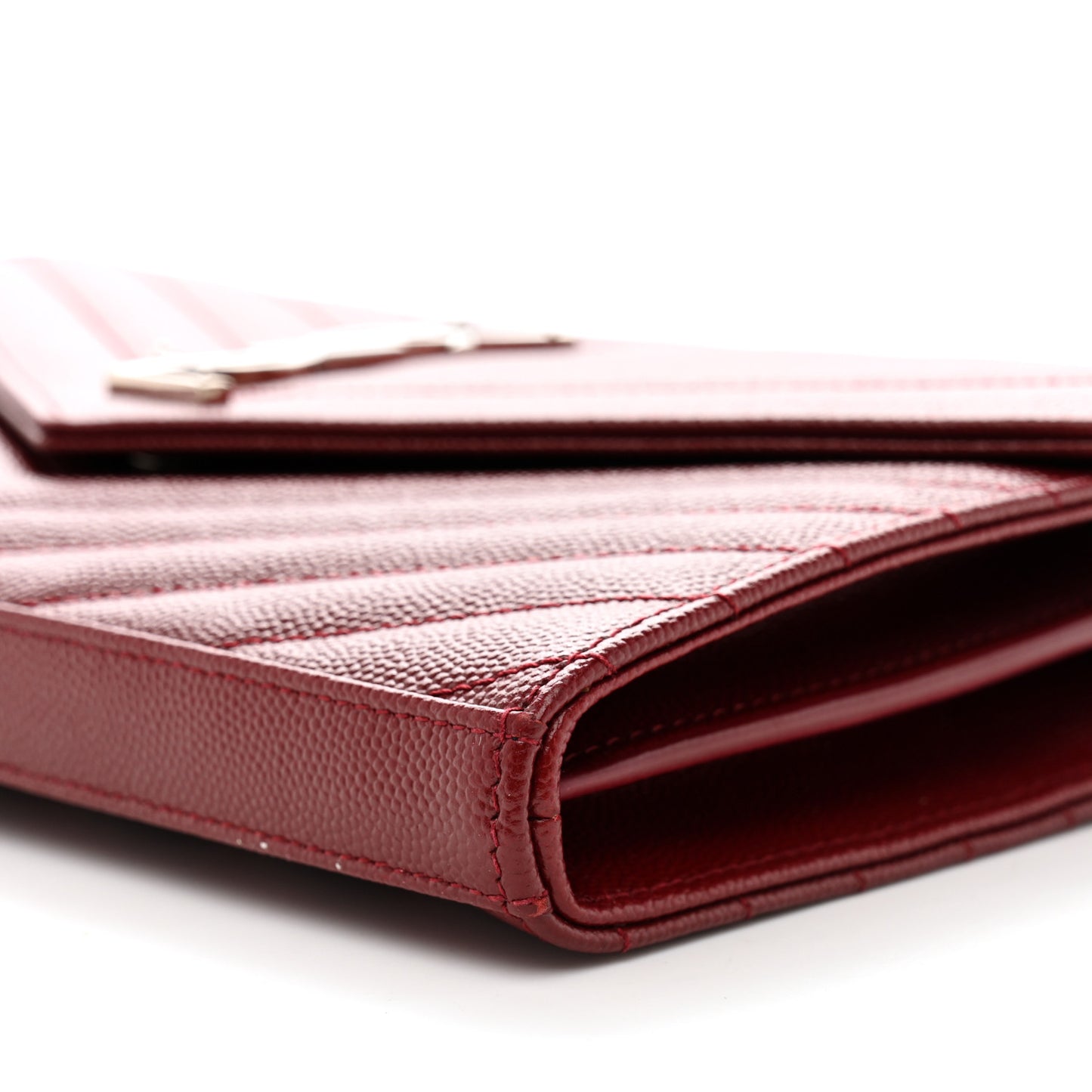 Grain De Poudre Matelasse Chevron Monogram Chain Wallet Palissandre