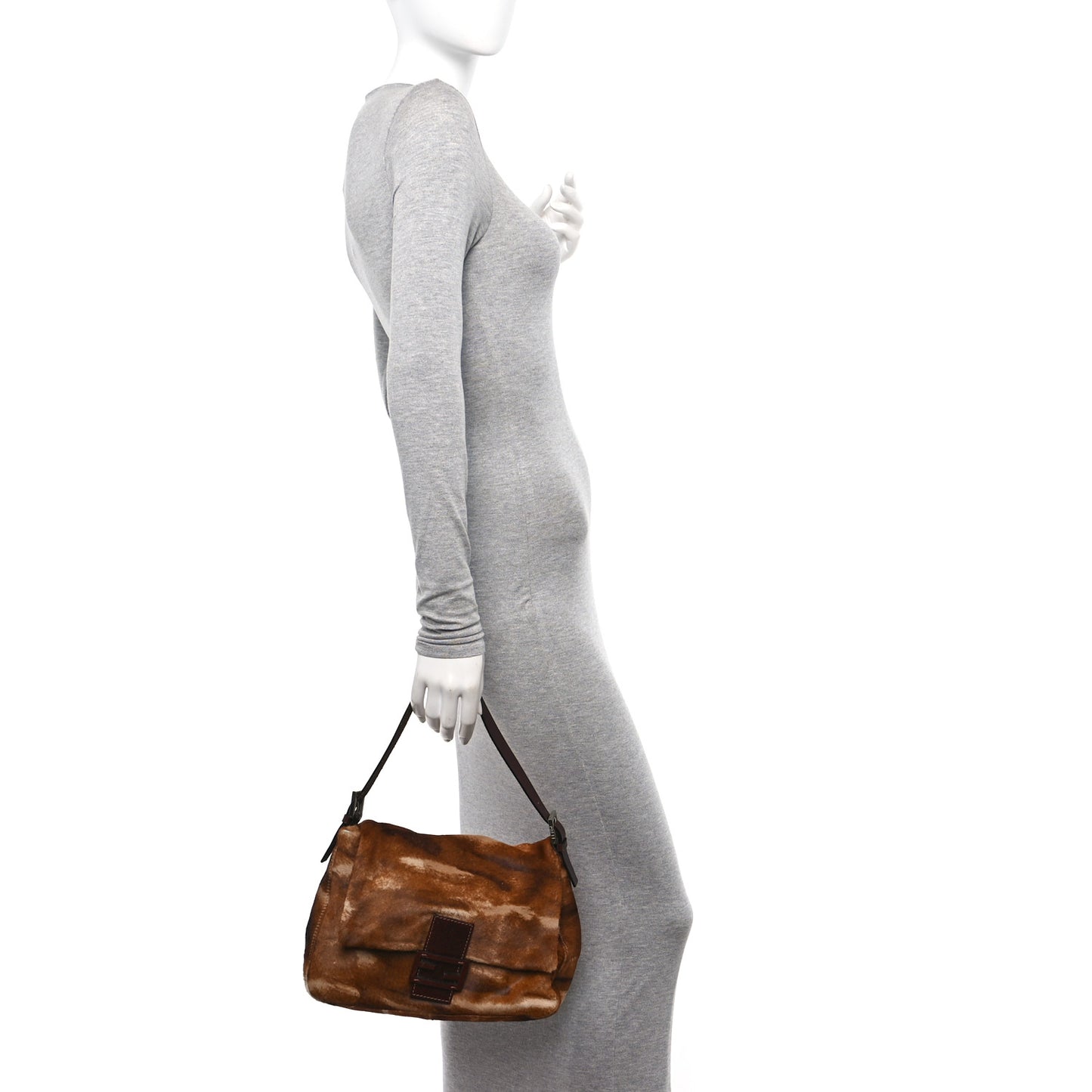 Calf Hair Mama Baguette Brown