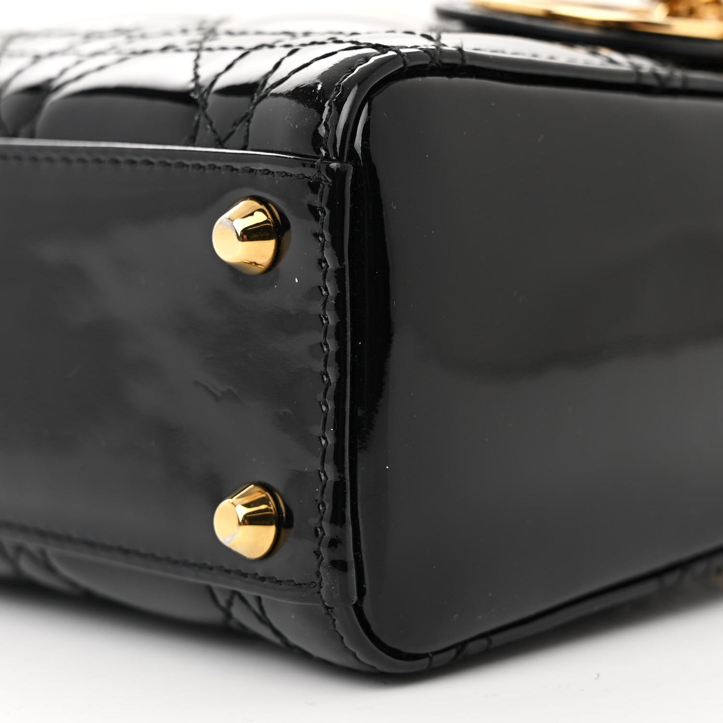 Patent Cannage Mini Lady Dior Black