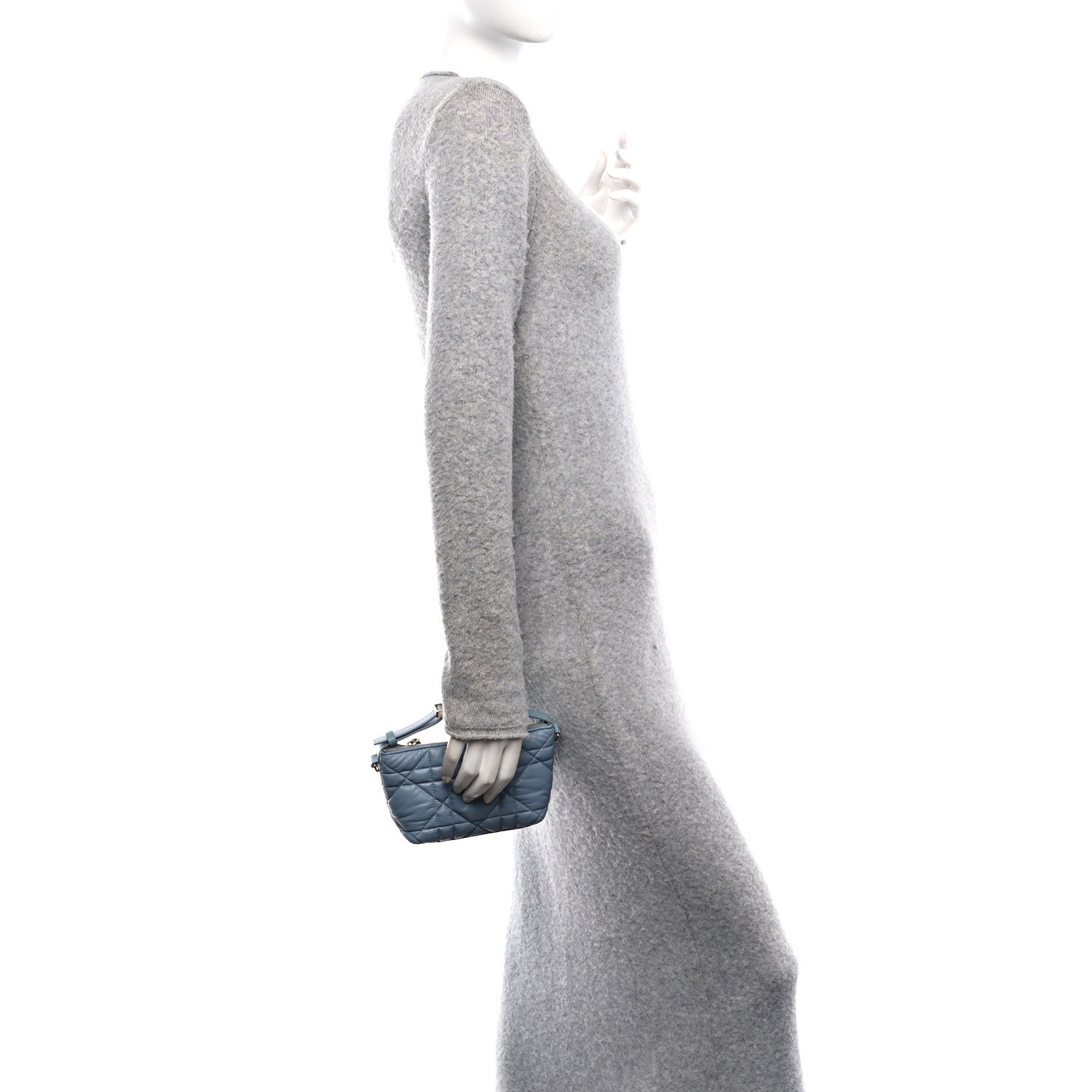 Christian Dior Calfskin Macrocannage Small Diortravel Nomad Pouch Bracing Blue 3 of 11