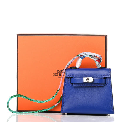 Hermes Tadelakt Mini Kelly Twilly Bag Charm Bleu Electrique 5 of 5