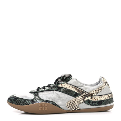 Miu Miu Nylon Technical Ayers Pitone Gymnasium Sneakers 39 Nube Abete 1 of 10