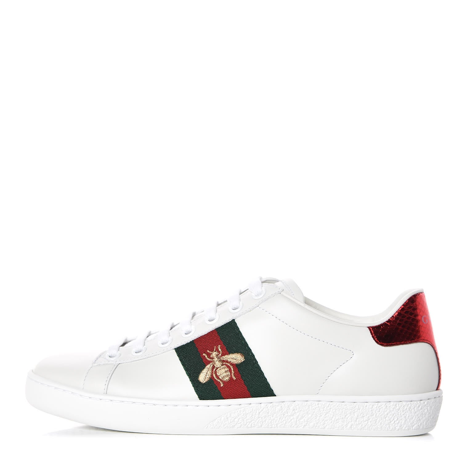 Gucci Calfskin Ayers Bee Embroidered Womens Ace Sneakers 36 White Green 1 of 10