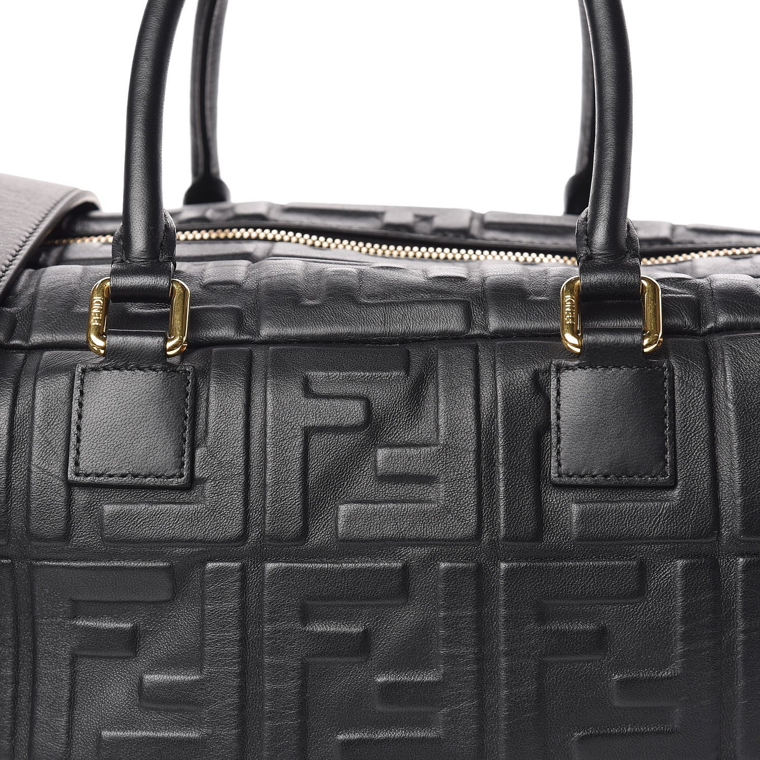Fendi Nappa FF 1974 Embossed Small Boston Black 10 of 11
