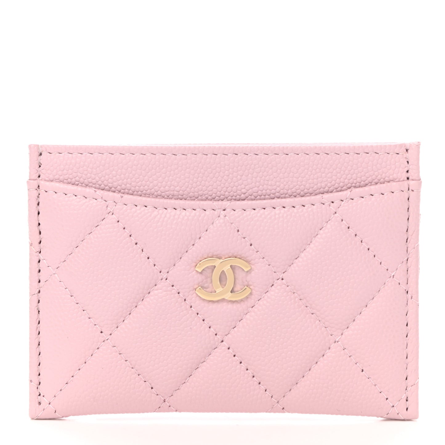 Caviar Quilted Card Holder Light Pink