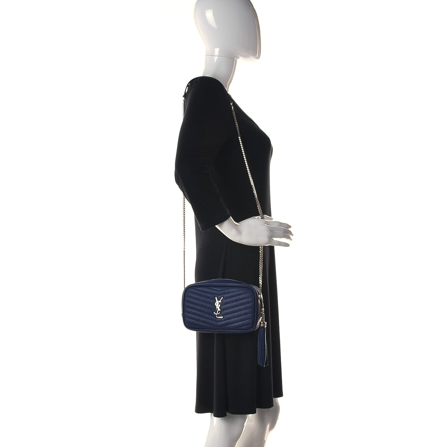 Saint Laurent Grain De Poudre Matelasse Monogram Mini Lou Camera Bag Denim 2 of 12