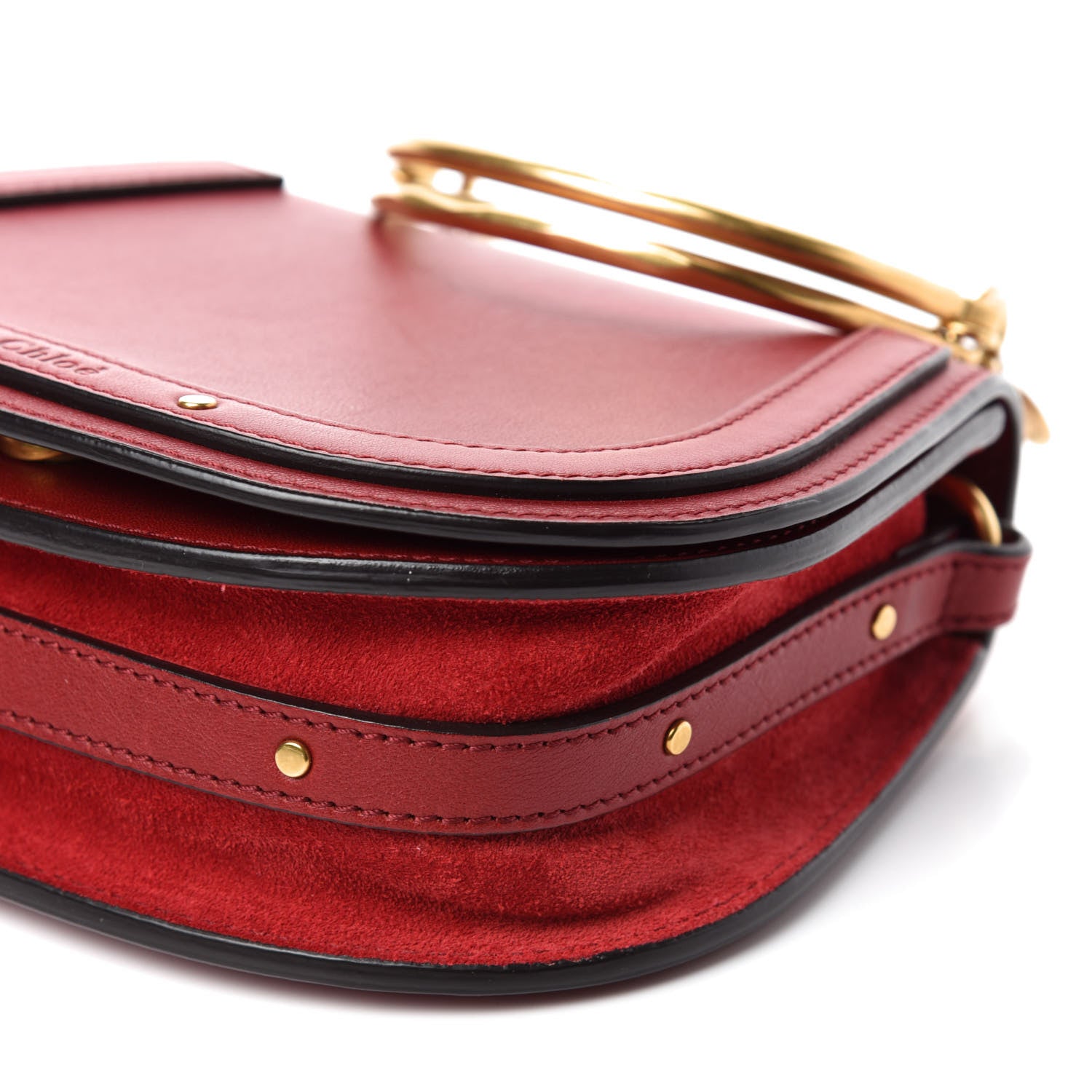 Chloe Calfskin Suede Small Nile Bracelet Bag Intense Red 7 of 12