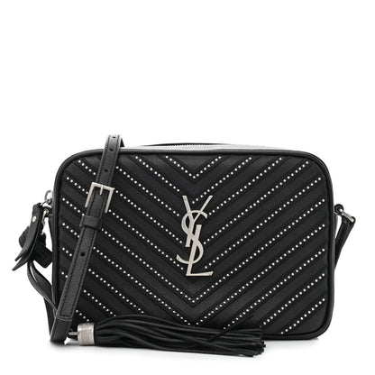 Saint Laurent Calfskin Studded Matelasse Monogram Lou Camera Bag Black 1 of 10