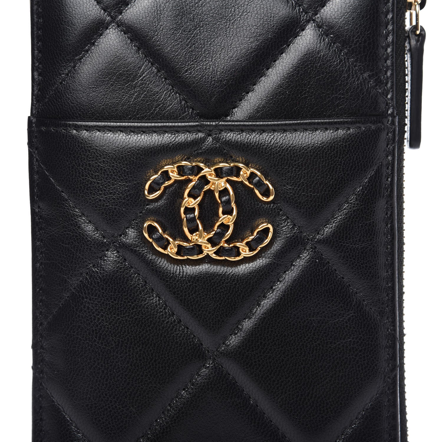 Chanel Goatskin Quilted Chanel 19 Phone and Card Holder Black 8 of 8