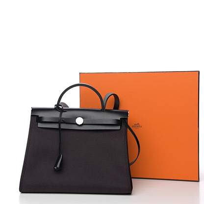 Hermes Military Toile Vache Hunter Herbag Zip PM 31 Prune Black 11 of 11