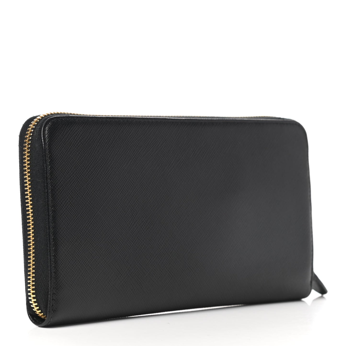 Saffiano Metal Large Zip Around Travel Wallet Black