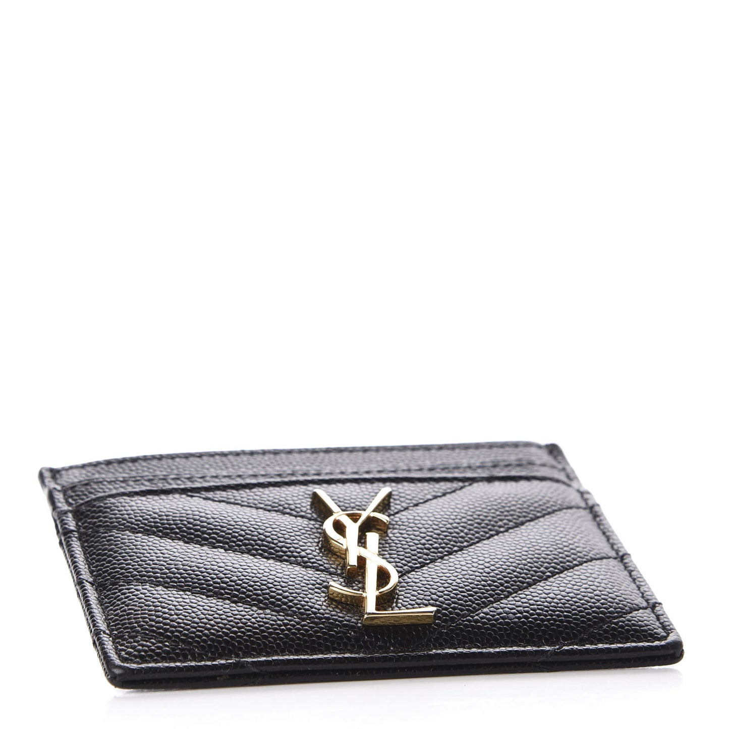 Grain De Poudre Matelasse Chevron Monogram Credit Card Case Black