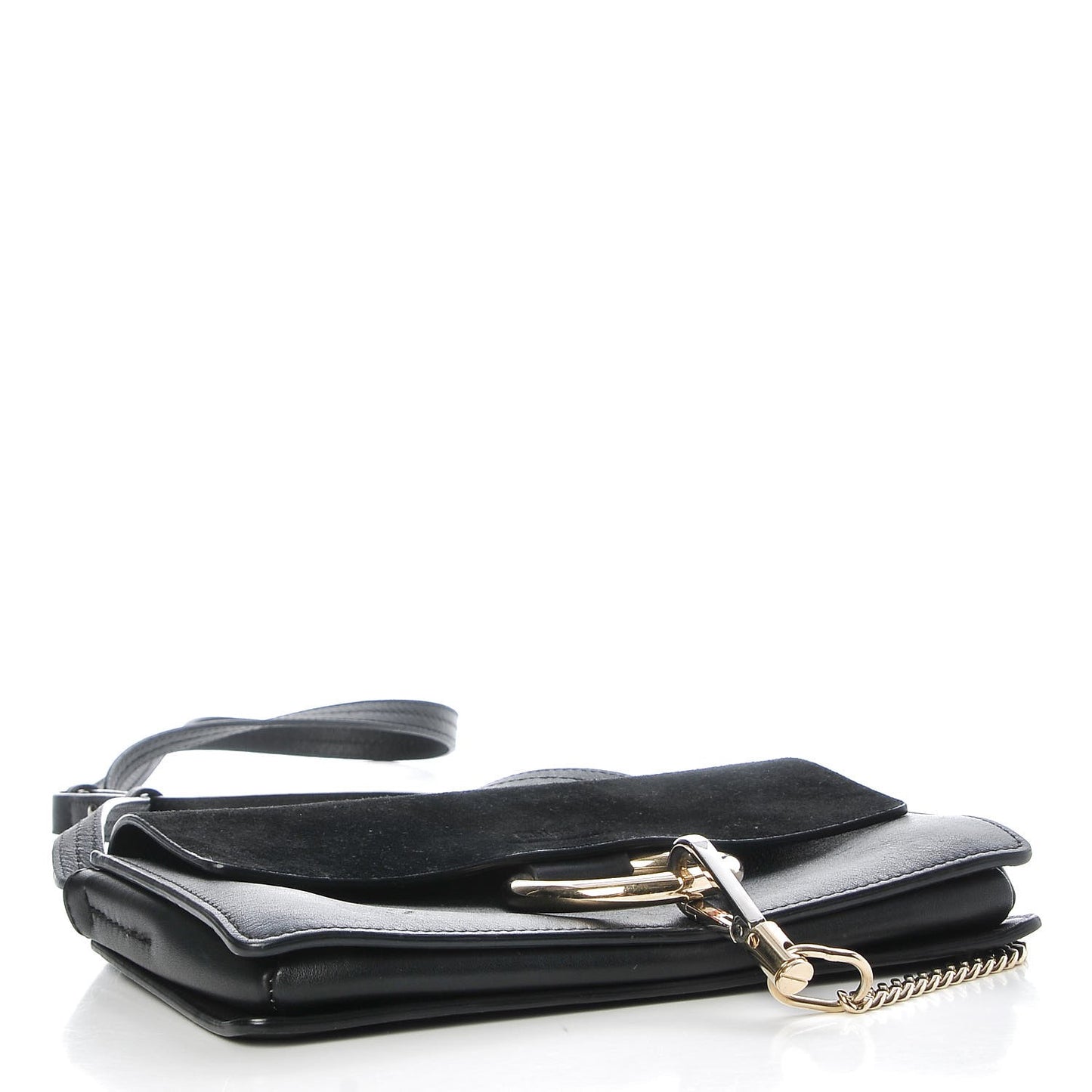 Suede Calfskin Small Faye Shoulder Bag Black