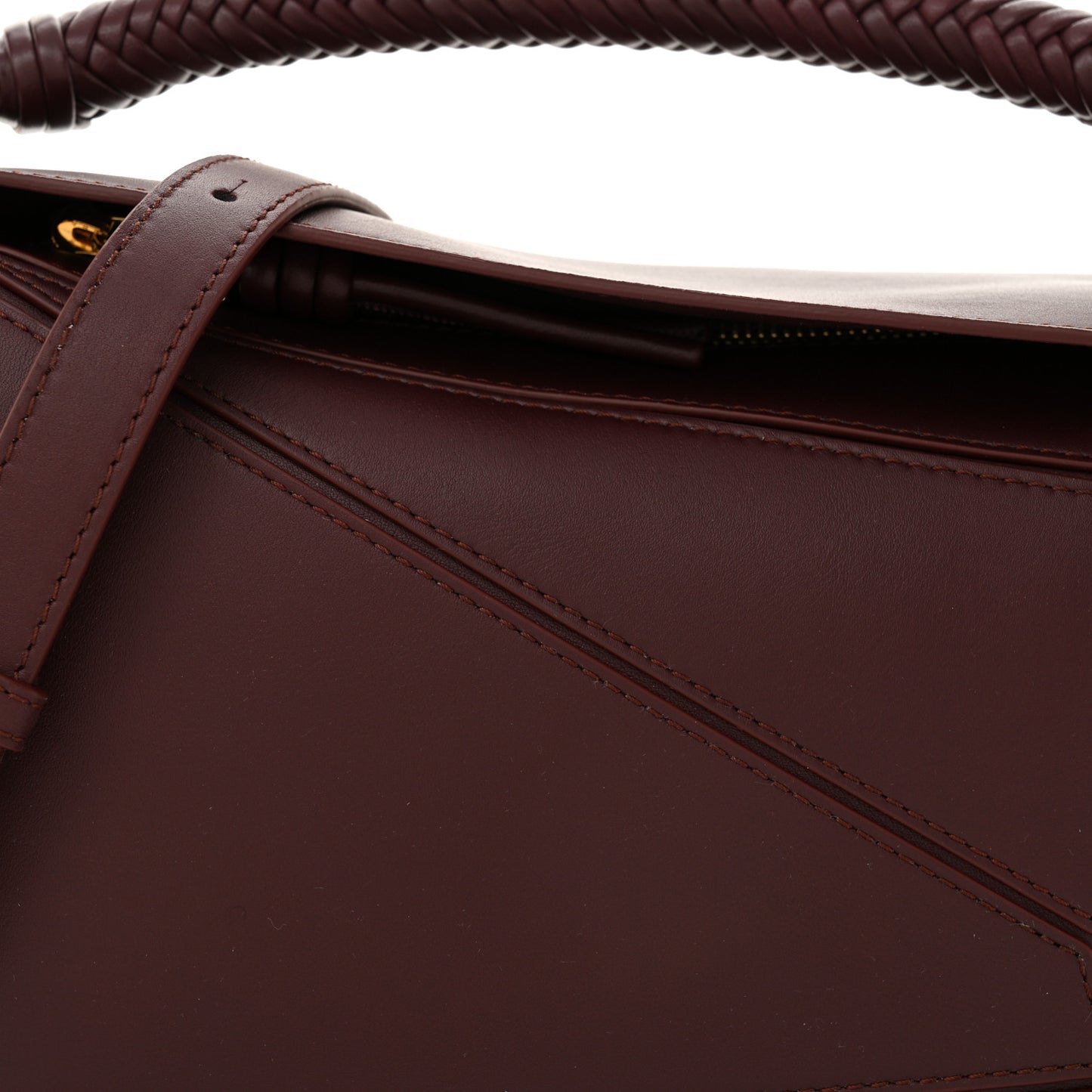 Calfskin Small Woven Puzzle Bag Dark Burgundy