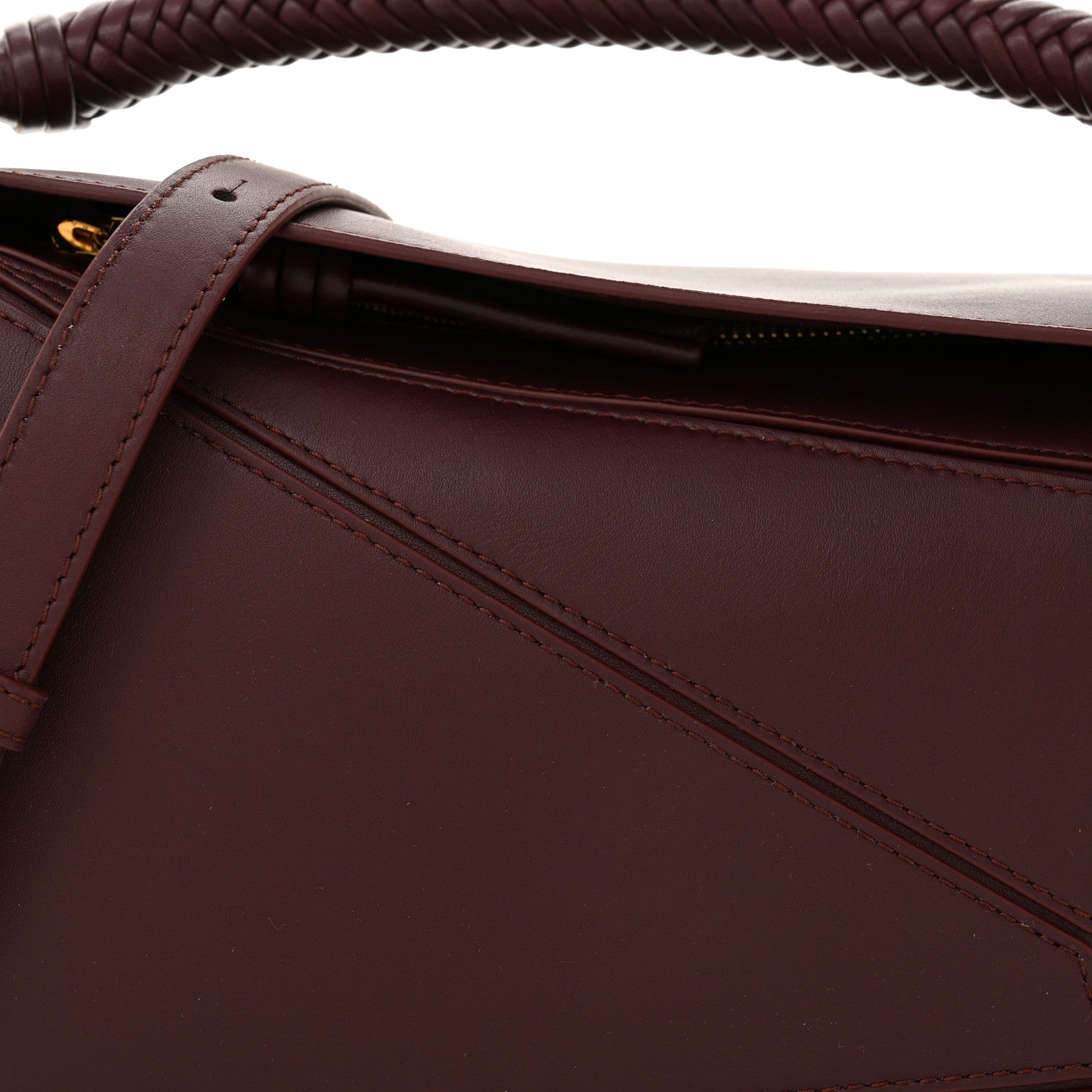 Loewe Calfskin Small Woven Puzzle Bag Dark Burgundy 8 of 11