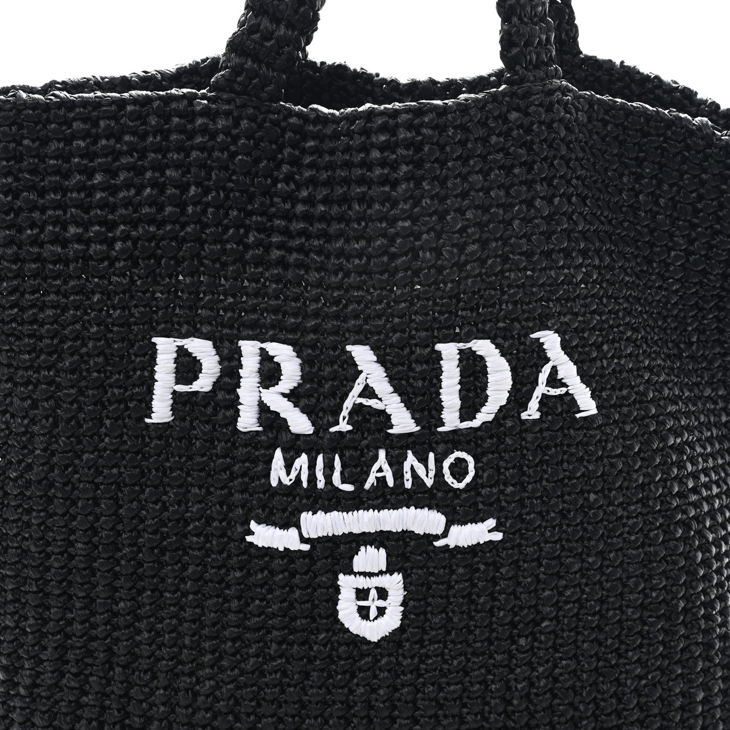 Yarn Raffia Effect Crochet Logo Tote Black