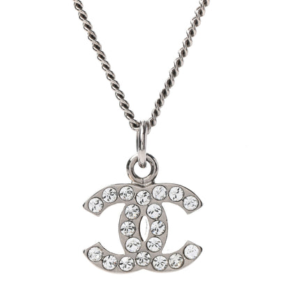 Chanel Crystal Timeless CC Necklace Silver 4 of 5