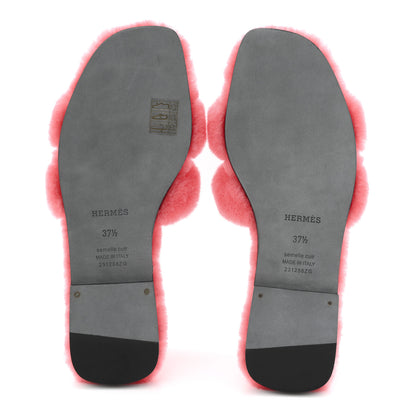Hermes Woolskin Oran Sandals 37.5 Rose Du Desert 6 of 9