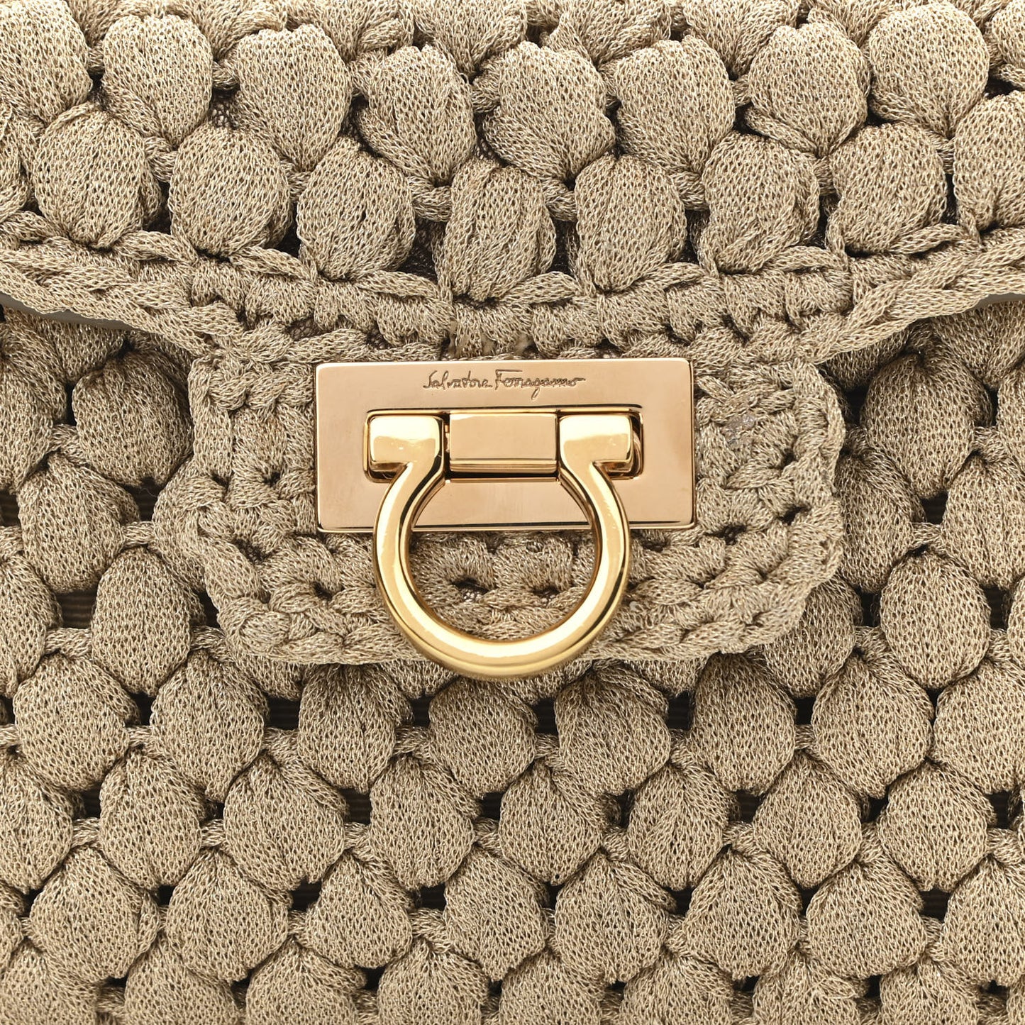 Woven Fabric Shoulder Bag Beige