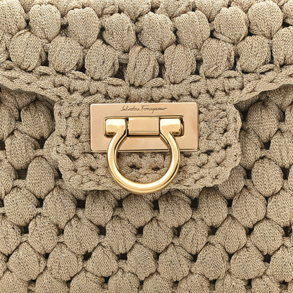 Salvatore Ferragamo Woven Fabric Shoulder Bag Beige 8 of 11