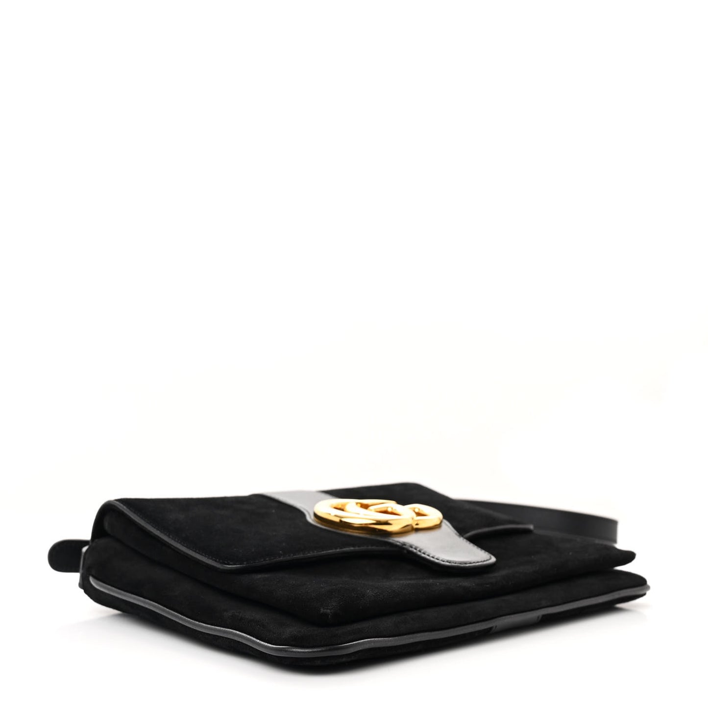 Suede Medium Arli Flap Shoulder Bag Black