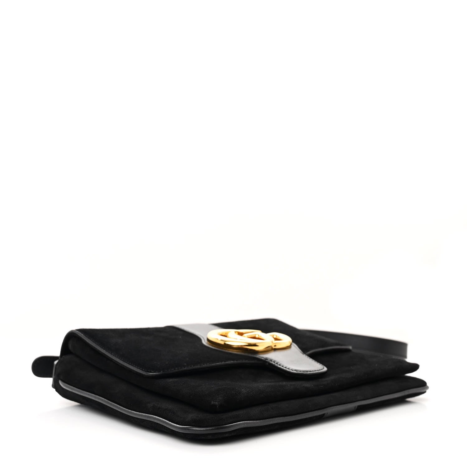 Gucci Suede Medium Arli Flap Shoulder Bag Black 4 of 12