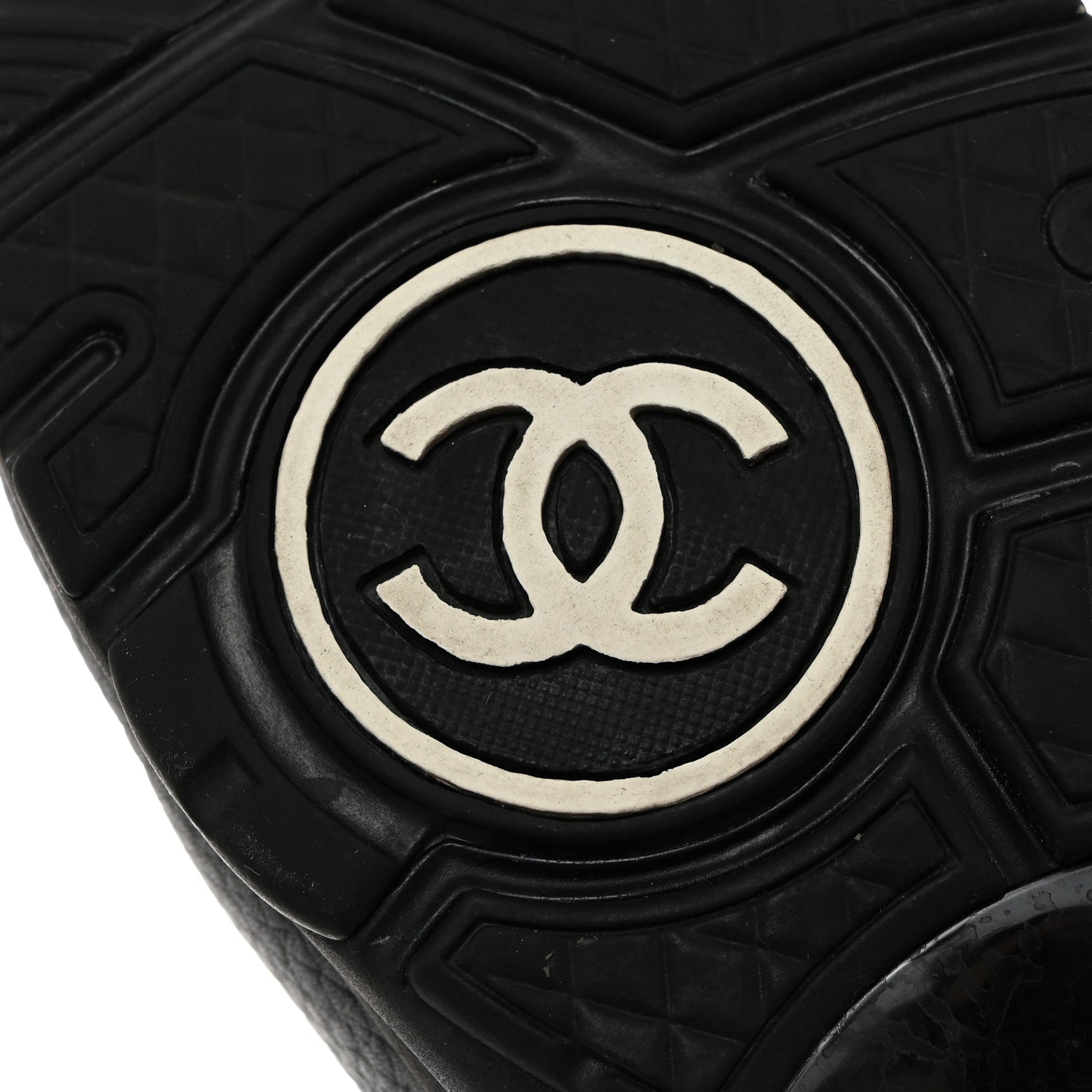 Chanel Mesh Suede Grained Calfskin Womens CC Sneakers 37 Black White 8 of 8