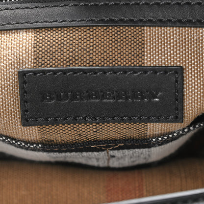 Burberry Grainy Calfskin Canvas Mega Check Medium Ashby Tassel Hobo Black 6 of 14