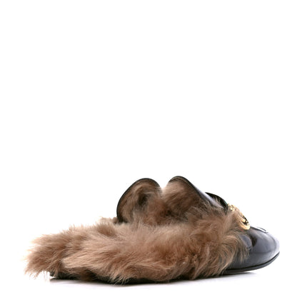 Gucci Calfskin Fur Web GG Mens Princetown Slippers 11 Cocoa 3 of 5