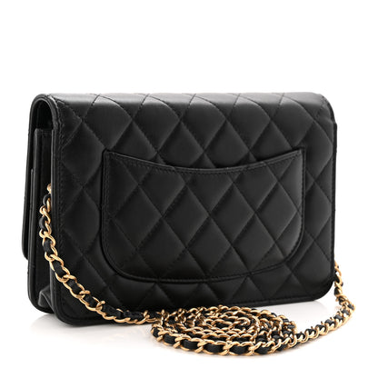 Chanel Lambskin Quilted All About Chanel Charm Wallet On Chain WOC Black 3 of 12