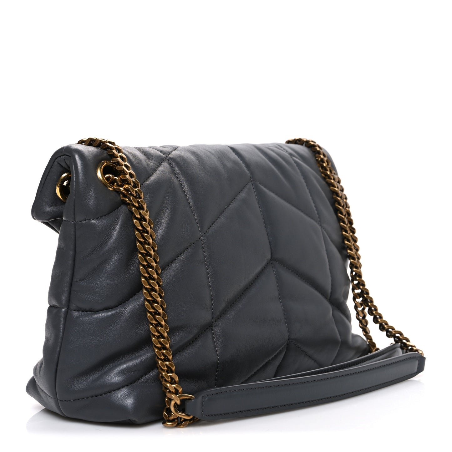 Lambskin Quilted Small Loulou Puffer Monogram Chain Satchel Storm