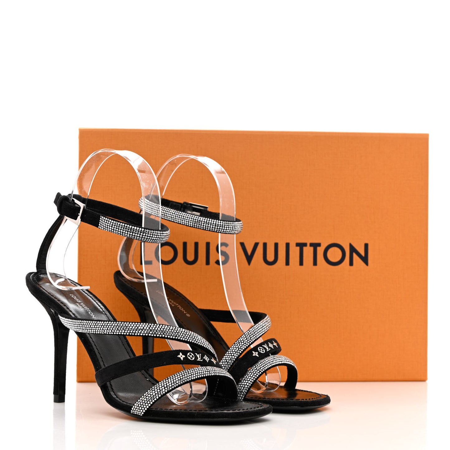 Suede Goat Rhinestone Appeal Sandals 37 Black