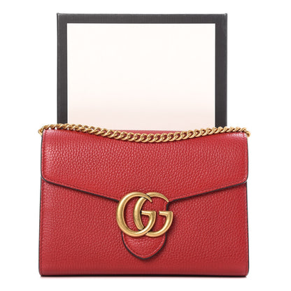 Gucci Calfskin GG Marmont Chain Wallet Vulcanic Red 8 of 8