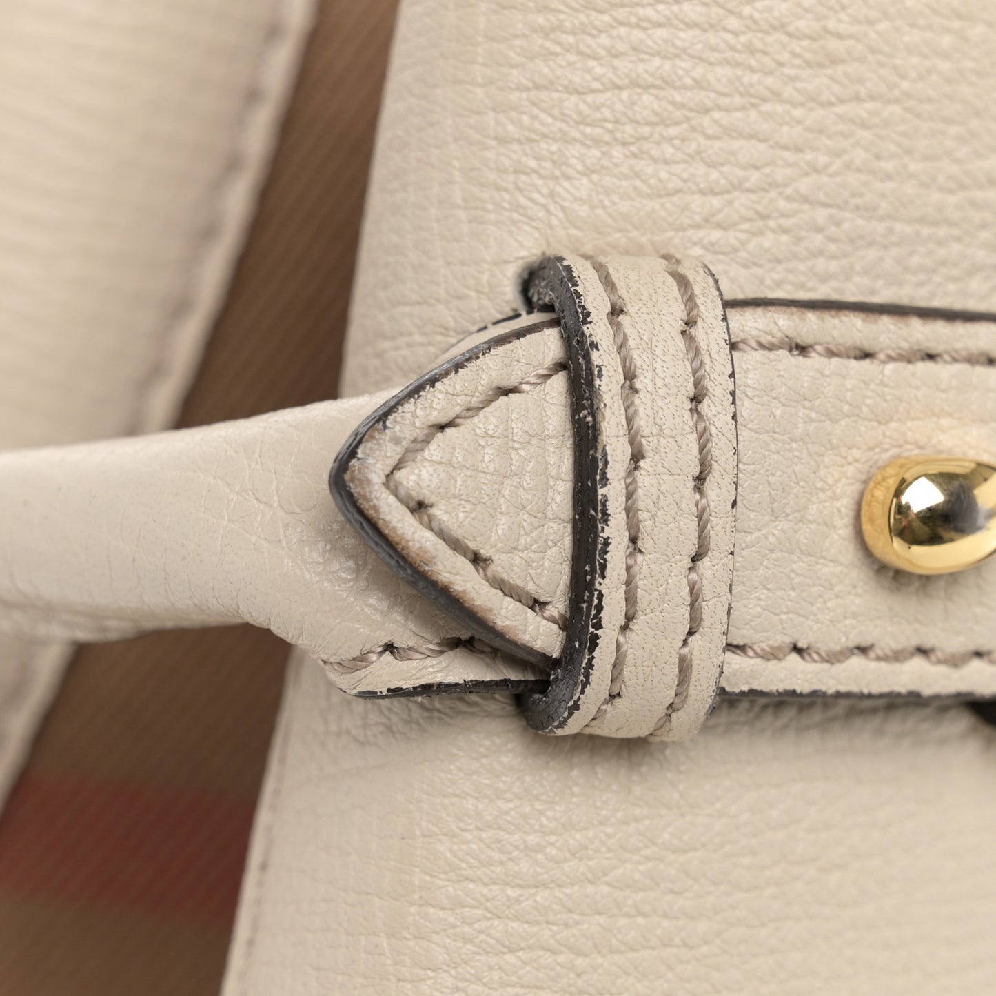 Derby Calfskin House Check Medium Banner Tote Limestone