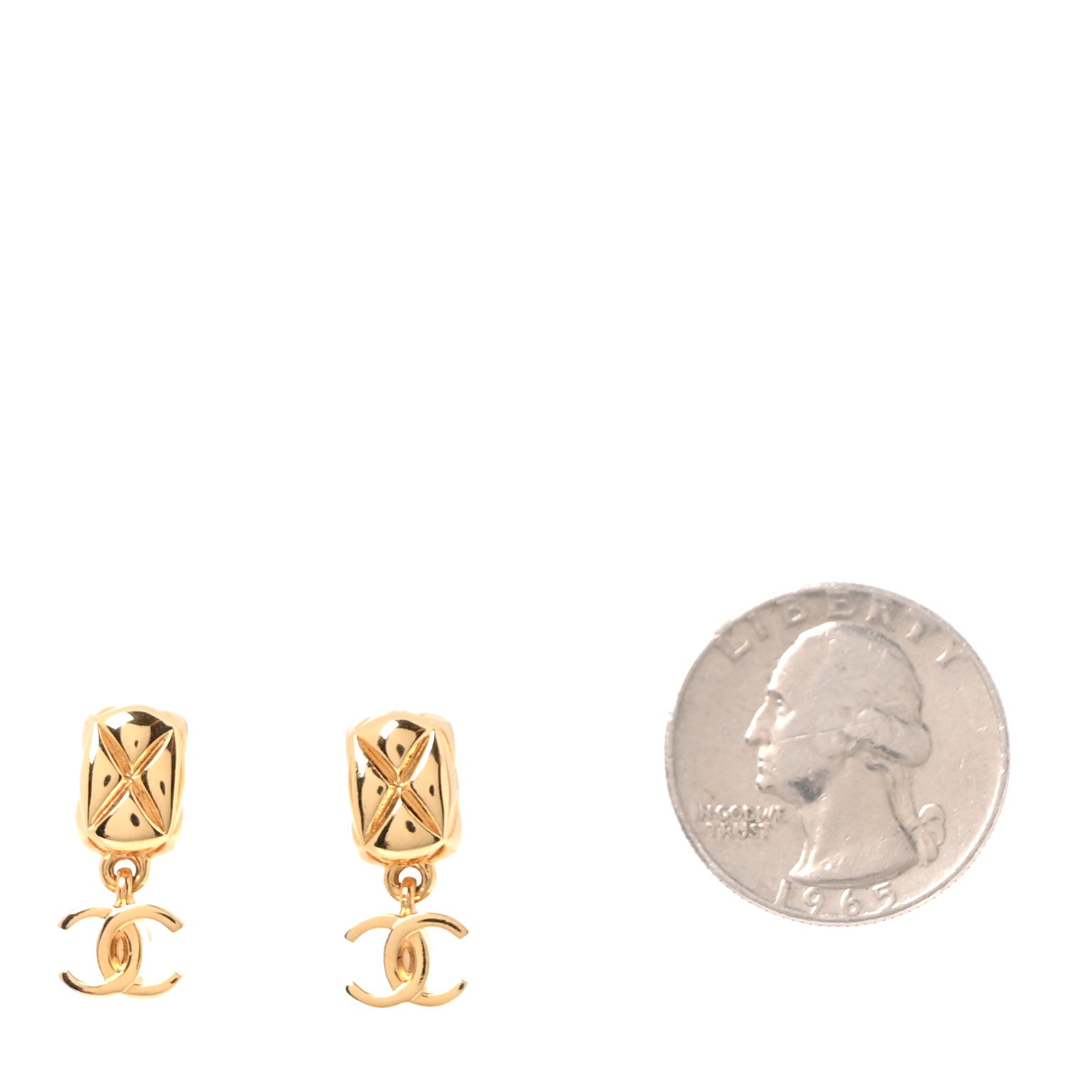 Chanel Metal CC Drop Earrings Gold 2 of 5