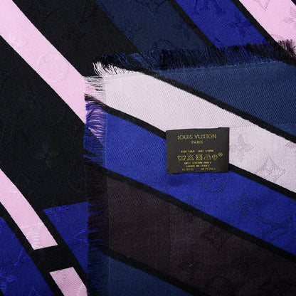 Louis Vuitton Silk Wool V Shawl Blue 4 of 4