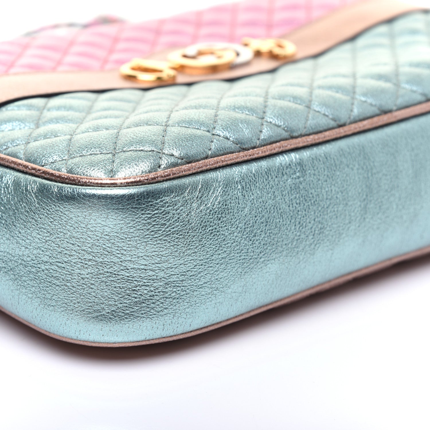 Gucci Laminated Nappa Trapuntata Small Zumi Shoulder Bag Rosa Lago Rame 6 of 14