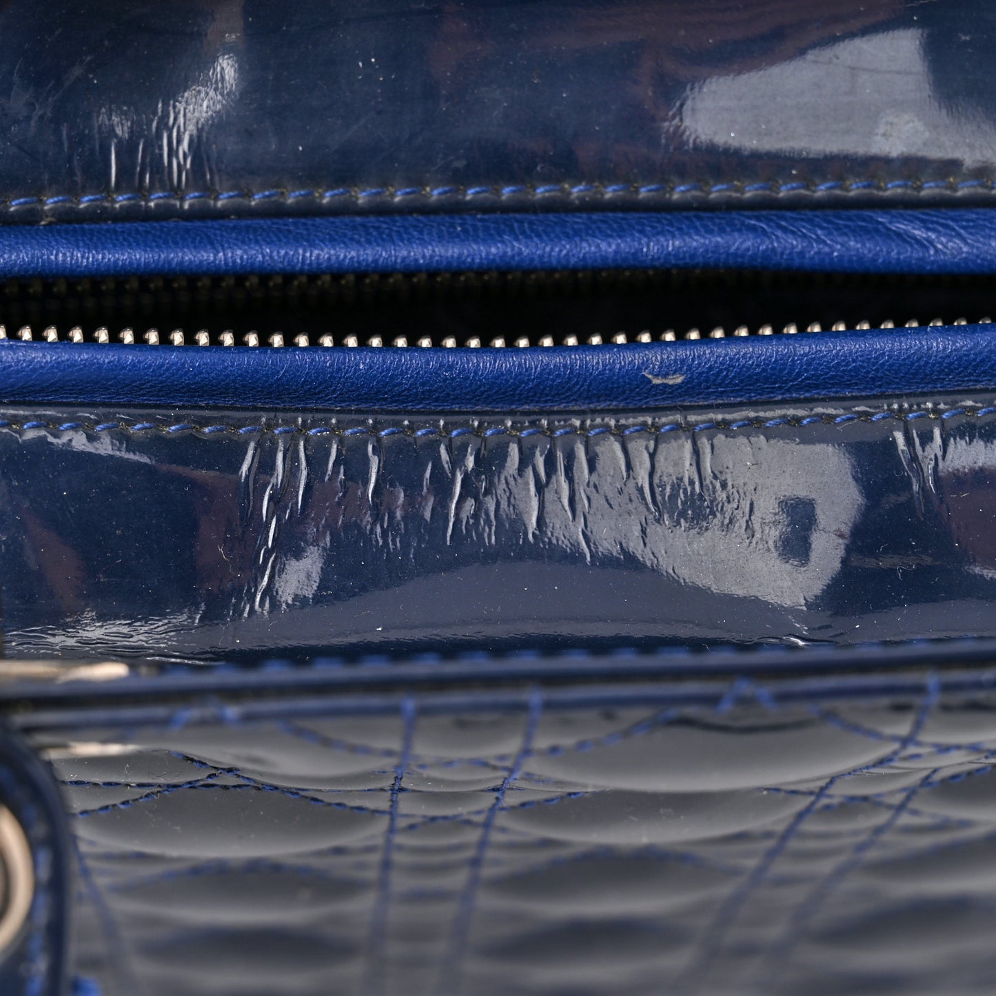 Patent Cannage Large Lady Dior Blue