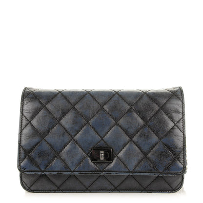 Chanel Aged Calfskin Reissue Wallet On Chain WOC Metallic Black 1 of 8