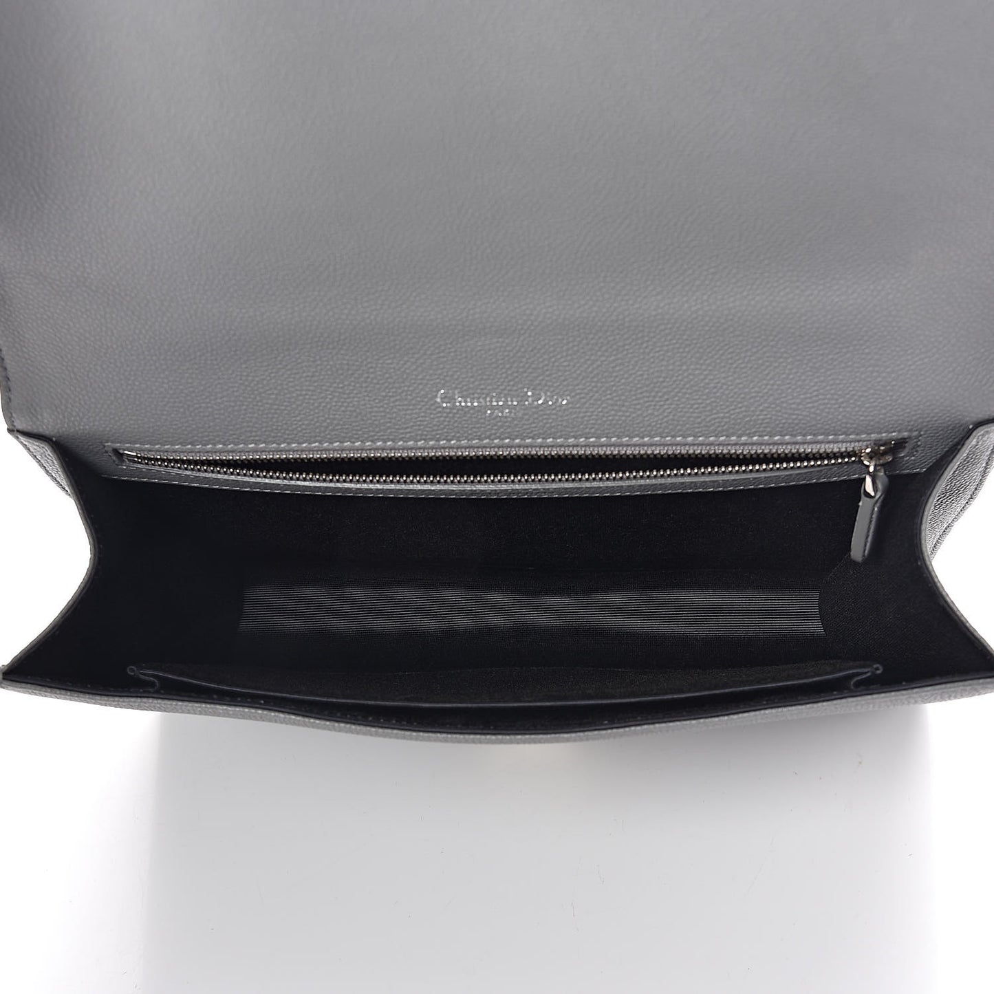 Grained Calfskin Large Diorama Flap Bag Grey
