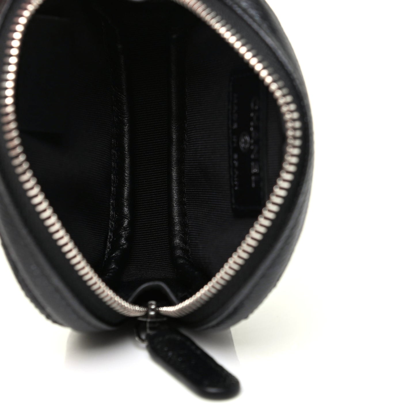 Iridescent Caviar Quilted Zip Around Classic Coin Purse Black