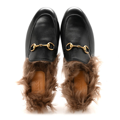 Gucci Calfskin Fur Womens Princetown Slippers 36 Black 2 of 8