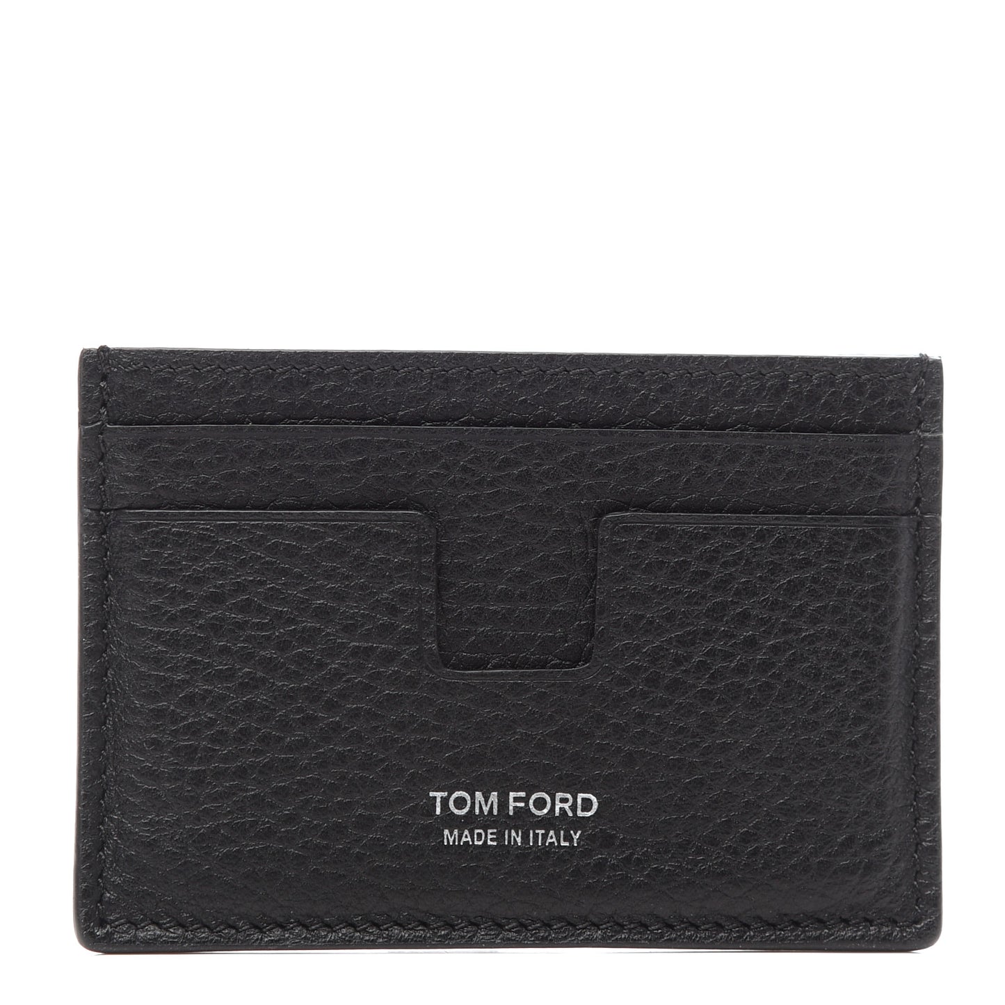 Grained Calfskin Card Holder Black