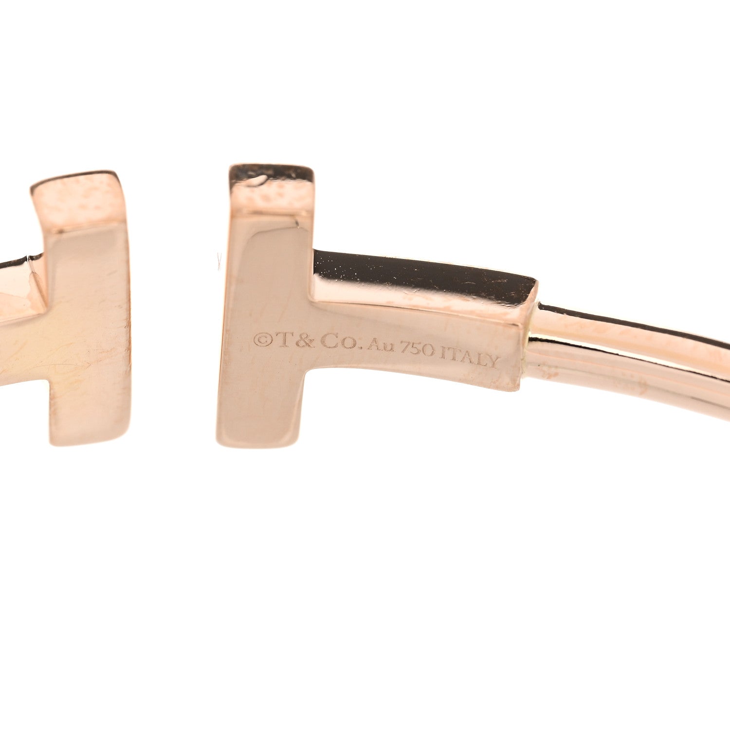 Tiffany 18K Rose Gold Diamond T Wire Bracelet 4 of 5