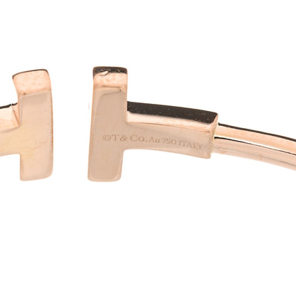 Tiffany 18K Rose Gold Diamond T Wire Bracelet 4 of 5