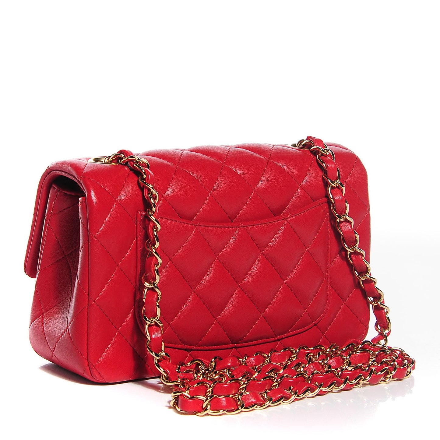 Lambskin Quilted Mini Rectangular Flap Red