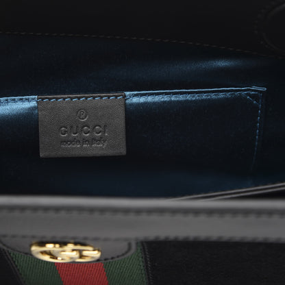 Gucci Suede Patent GG Web Small Ophidia Chain Shoulder Bag Black 6 of 9