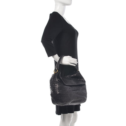 Bottega Veneta Nappa Intrecciato Flap Shoulder Bag Black 2 of 14